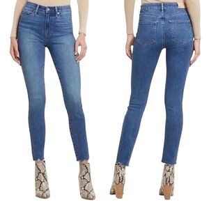 Paige Hoxton Ankle Skinny Blue Jeans Limitless Ragged Frayed Hem Cropped 30"